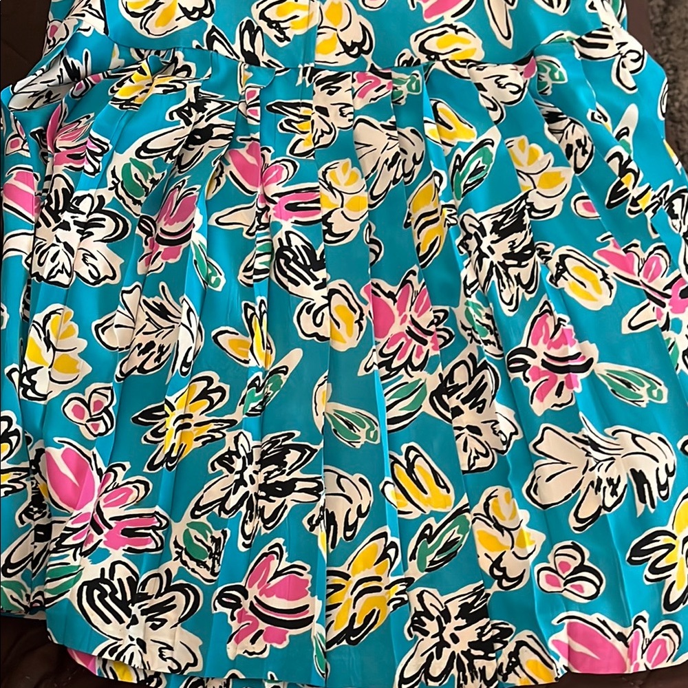 Vintage silk Floral Blue Dress 50s - Picture 10 of 12